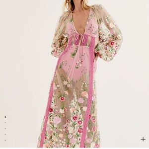 For Love And Lemons Pink Floral Maxi Dress